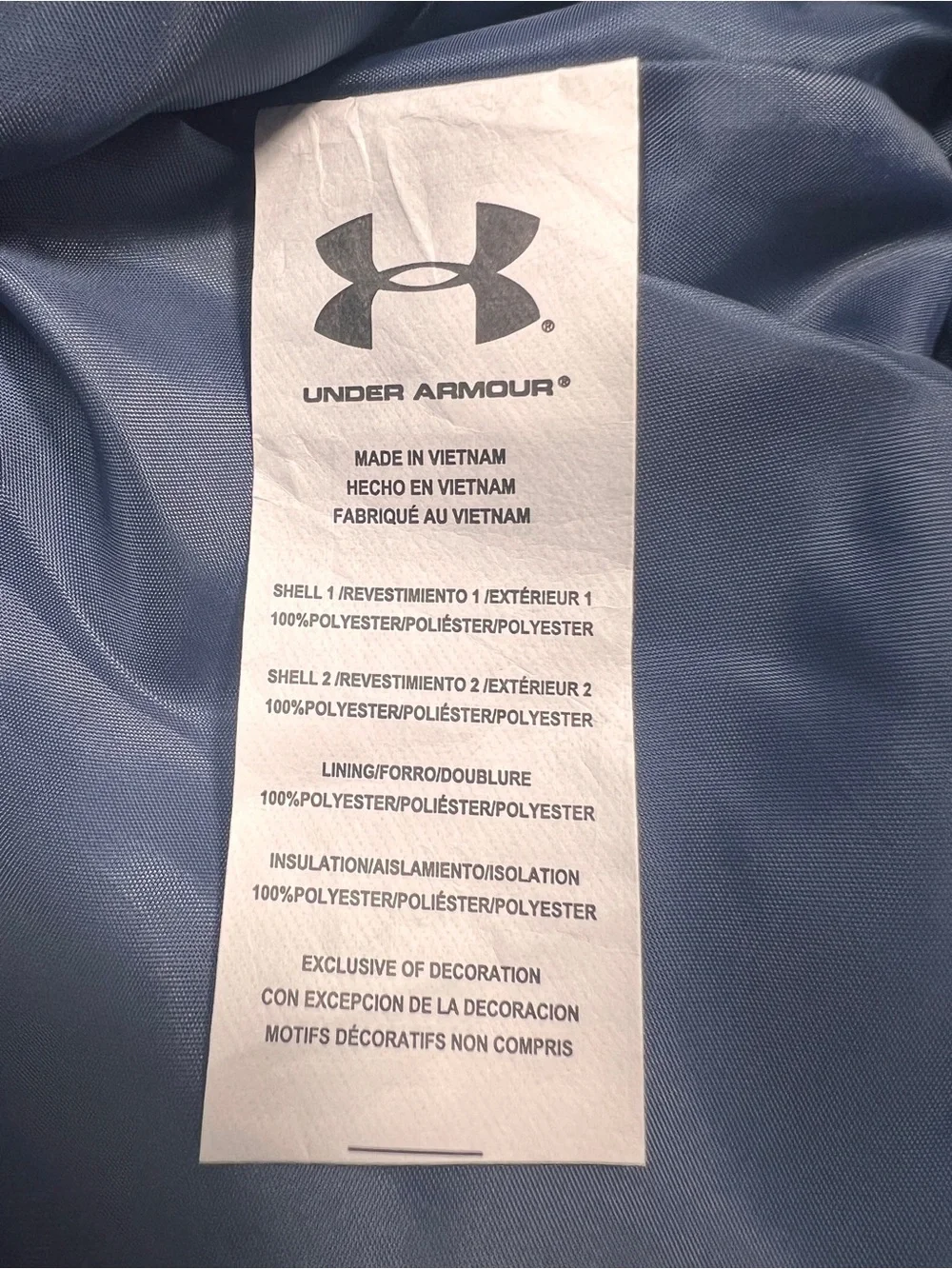 Under Armour UA Puffer Coat Boys 6 blue Winter Jacket quilted full zip hood NWT